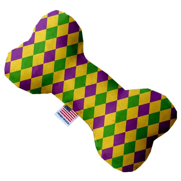 Mirage Pet Products Mardi Gras Diamonds Stuffing Free 6 in. Bone Dog Toy 1379-SFTYBN6